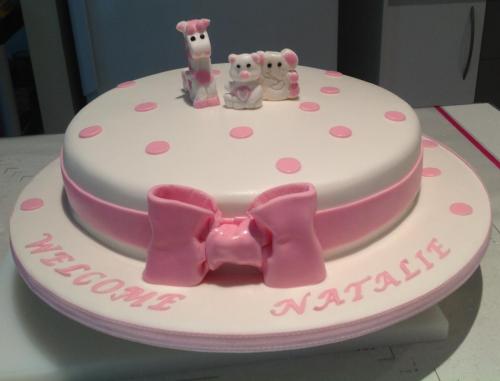 Animals Pink & White Icing Bow Baby Shower
