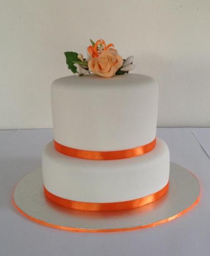 Fondant 2 Tier Orange Sugar flowers Wedding 