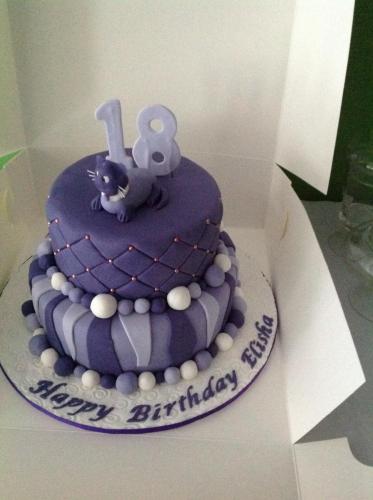 18 Animals Cat Purple 2 tier Adult Birthday