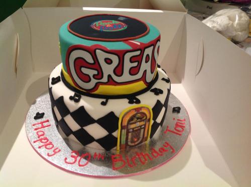 Music 60's Movie Grease 2 tier Adult Birthday