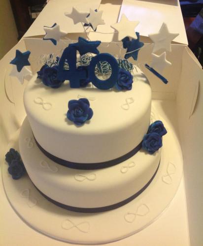40 Infinity Sugar Flowers Wired Stars Blue Adult Birthday