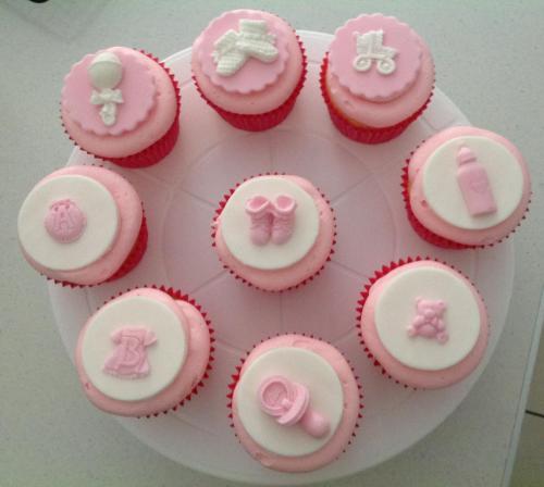 Pink baby shower cupcakes