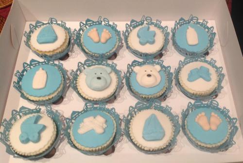 Blue & White Baby Shower Cupcakes