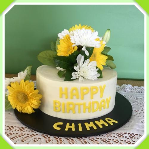 Large Flowers Yellow and White Adult Birthday